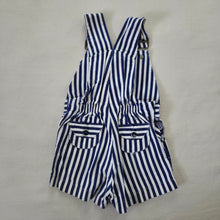 Load image into Gallery viewer, Vintage Navy + White Striped Shortalls 2t/3t
