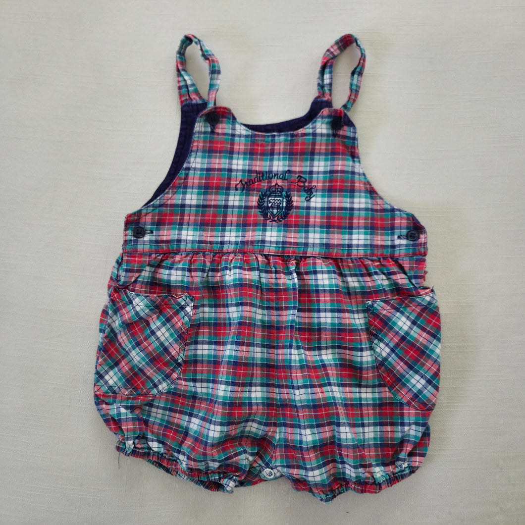Vintage Plaid Bubble Shortalls 18 months