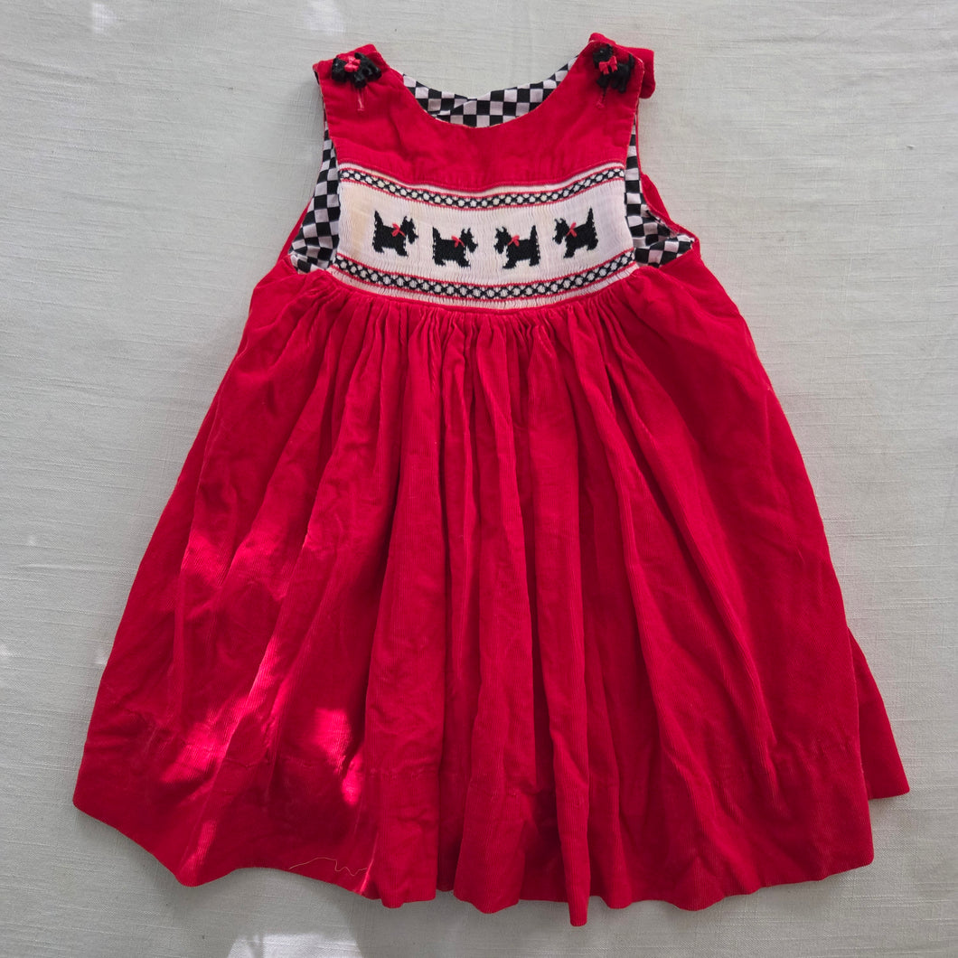Vintage Scotty Smocked Red Dress 3t/4t