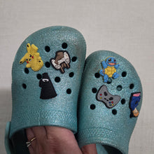 Load image into Gallery viewer, Crocs Glittery Blue Shoes kids 13
