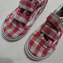 Load image into Gallery viewer, VANS Red Gingham Velcro Shoes toddler 8
