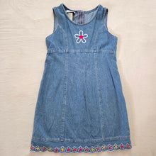 Load image into Gallery viewer, Vintage 90s Flower Denim Dress kids 8/9
