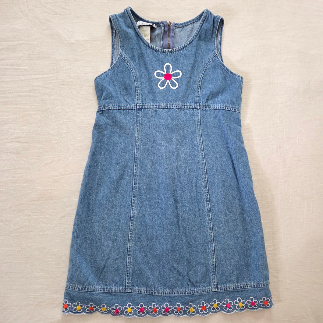 Vintage 90s Flower Denim Dress kids 8/9