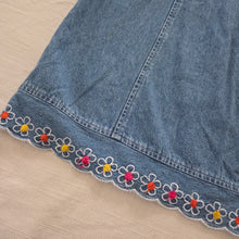 Load image into Gallery viewer, Vintage 90s Flower Denim Dress kids 8/9
