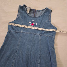 Load image into Gallery viewer, Vintage 90s Flower Denim Dress kids 8/9
