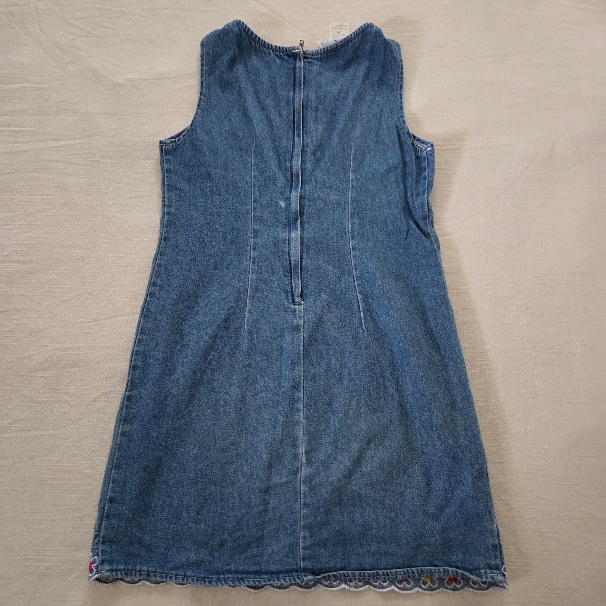 Vintage 90s Flower Denim Dress kids 8/9