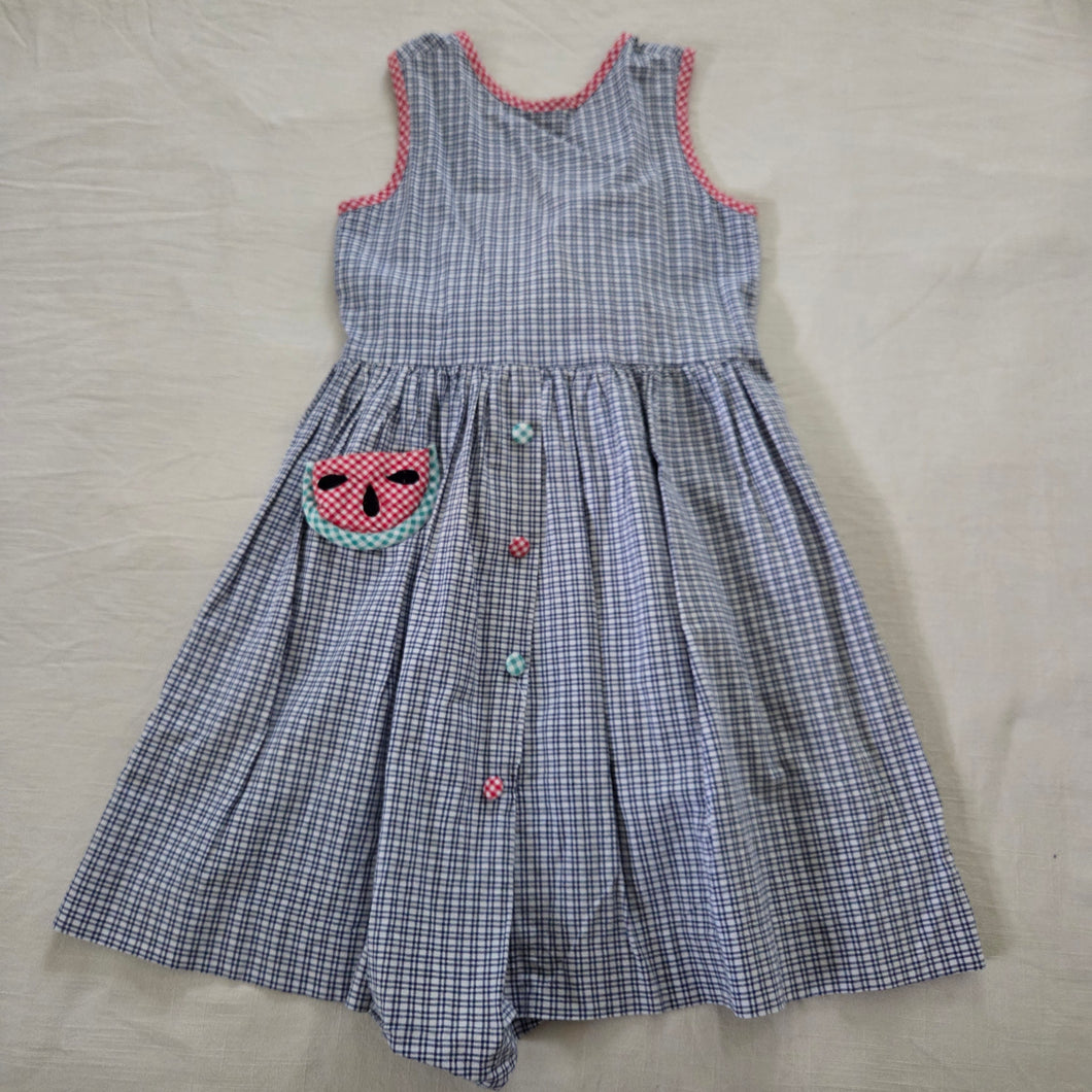 Vintage Watermelon Plaid Sleeveless Dress kids 7 *flaw