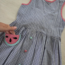 Load image into Gallery viewer, Vintage Watermelon Plaid Sleeveless Dress kids 7 *flaw
