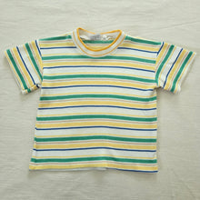 Load image into Gallery viewer, Vintage Green/Yellow Striped Tee 2t
