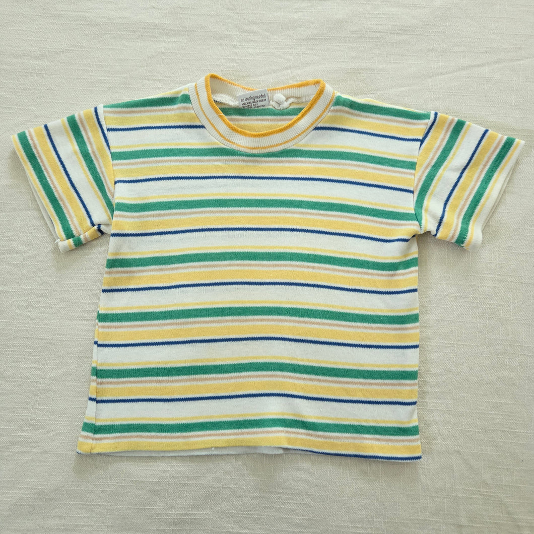 Vintage Green/Yellow Striped Tee 2t