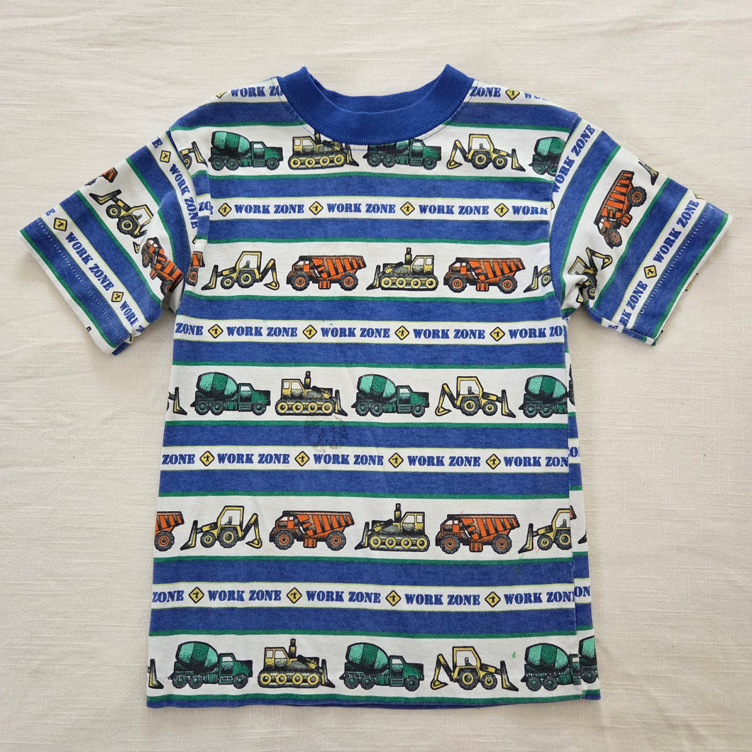 Vintage Construction Trucks Striped Tee 5t