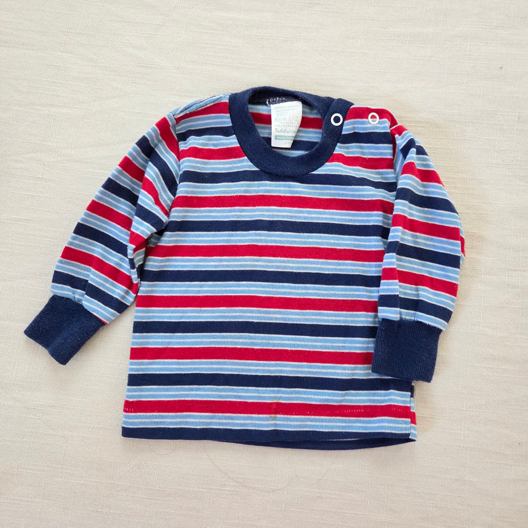 Vintage Red/Blue Striped Long Sleeve 3-6 months