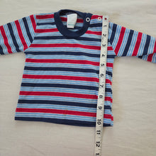 Load image into Gallery viewer, Vintage Red/Blue Striped Long Sleeve 3-6 months
