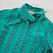 Load image into Gallery viewer, Vintage Green Striped Buttondown 4t

