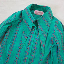 Load image into Gallery viewer, Vintage Green Striped Buttondown 4t
