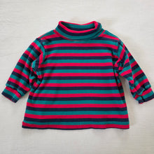 Load image into Gallery viewer, Vintage Green/Red Striped Turtleneck 12 months

