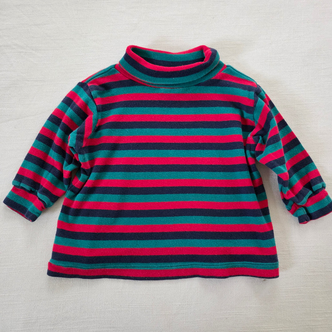 Vintage Green/Red Striped Turtleneck 12 months