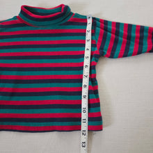 Load image into Gallery viewer, Vintage Green/Red Striped Turtleneck 12 months
