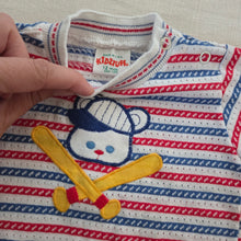Load image into Gallery viewer, Vintage Baseball Bear Striped Tee 6-9 months
