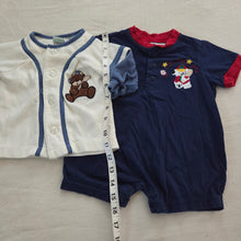 Load image into Gallery viewer, Vintage Bundle Baseball Animals Romper &amp; Shirt 6-9 months
