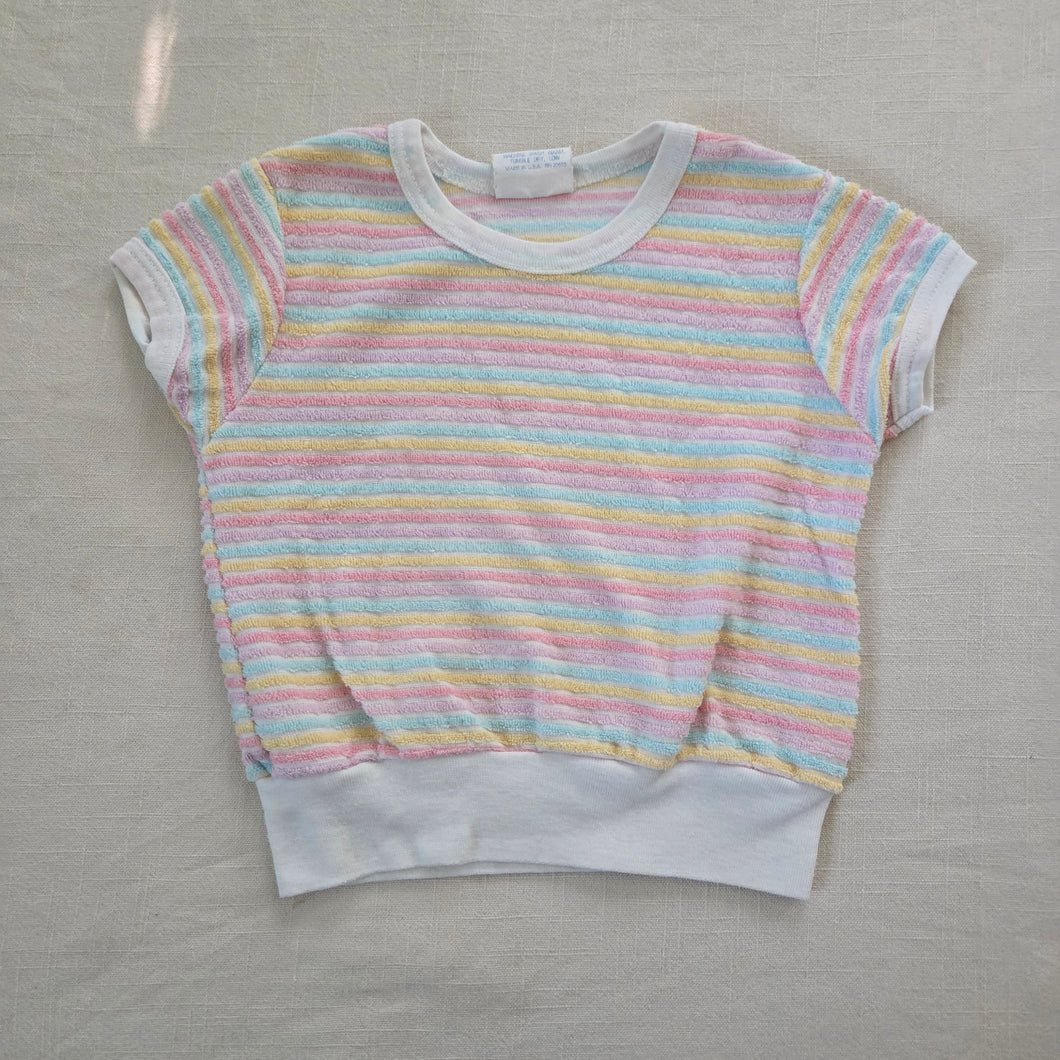 Vintage Pastel Striped Terrycloth Shirt 2t