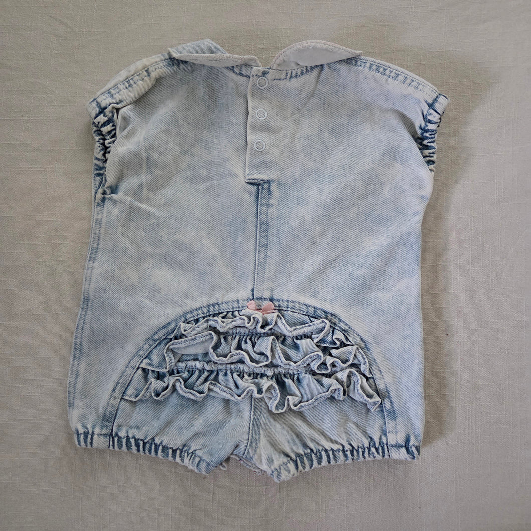 Vintage Ruffle Bum Denim Romper 3-6 months