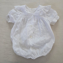 Load image into Gallery viewer, Vintage White Eyelet Bubble Romper 6-12 months
