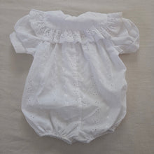 Load image into Gallery viewer, Vintage White Eyelet Bubble Romper 6-12 months
