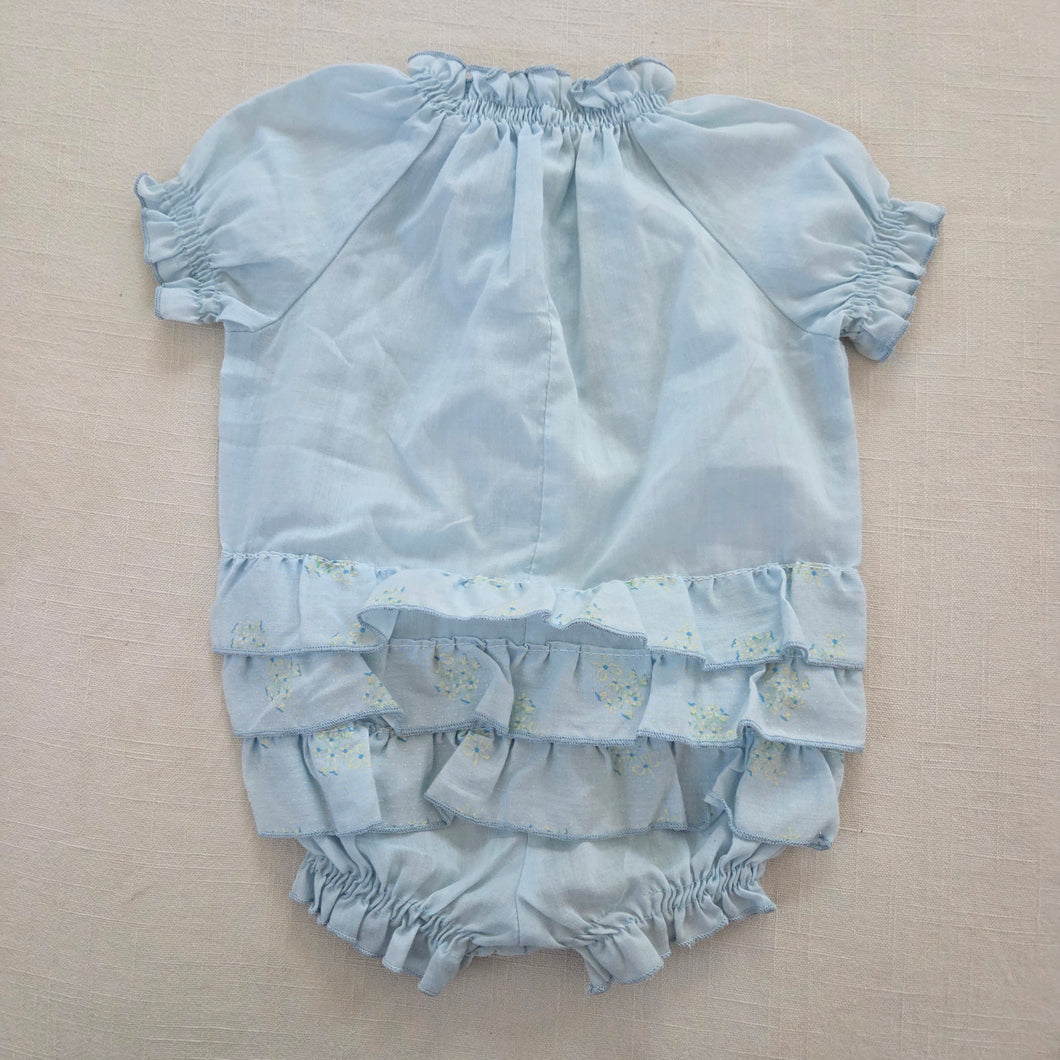 Vintage Blue Ruffle Bum Romper 6-9 months