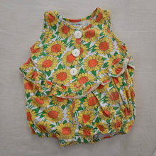 Load image into Gallery viewer, Vintage Sunflower Floral Bubble Romper 9-12 months
