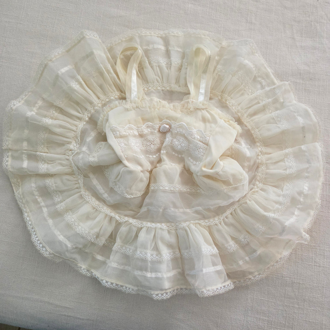Vintage 70s Cream Full Circle Slip Dress 3-6 months