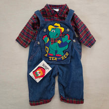 Load image into Gallery viewer, Vintage Deadstock Matching Dino Overalls + Shirt 3 months
