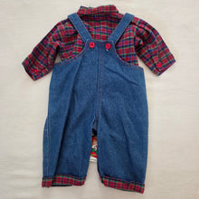 Load image into Gallery viewer, Vintage Deadstock Matching Dino Overalls + Shirt 3 months
