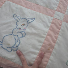 Load image into Gallery viewer, Vintage Embroidered Baby Animals Toddler Quilt Blanket
