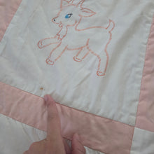 Load image into Gallery viewer, Vintage Embroidered Baby Animals Toddler Quilt Blanket
