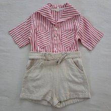 Load image into Gallery viewer, Vintage Striped/Tan Romper 3t
