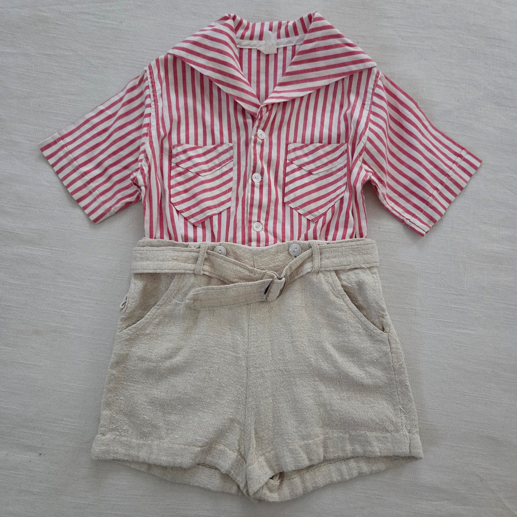 Vintage Striped/Tan Romper 3t