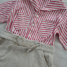 Load image into Gallery viewer, Vintage Striped/Tan Romper 3t

