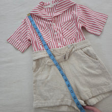 Load image into Gallery viewer, Vintage Striped/Tan Romper 3t
