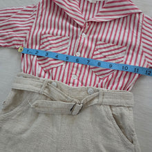 Load image into Gallery viewer, Vintage Striped/Tan Romper 3t
