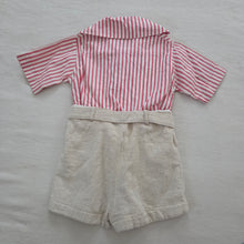 Load image into Gallery viewer, Vintage Striped/Tan Romper 3t
