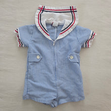 Load image into Gallery viewer, Vintage Sailor Striped Romper 12 months
