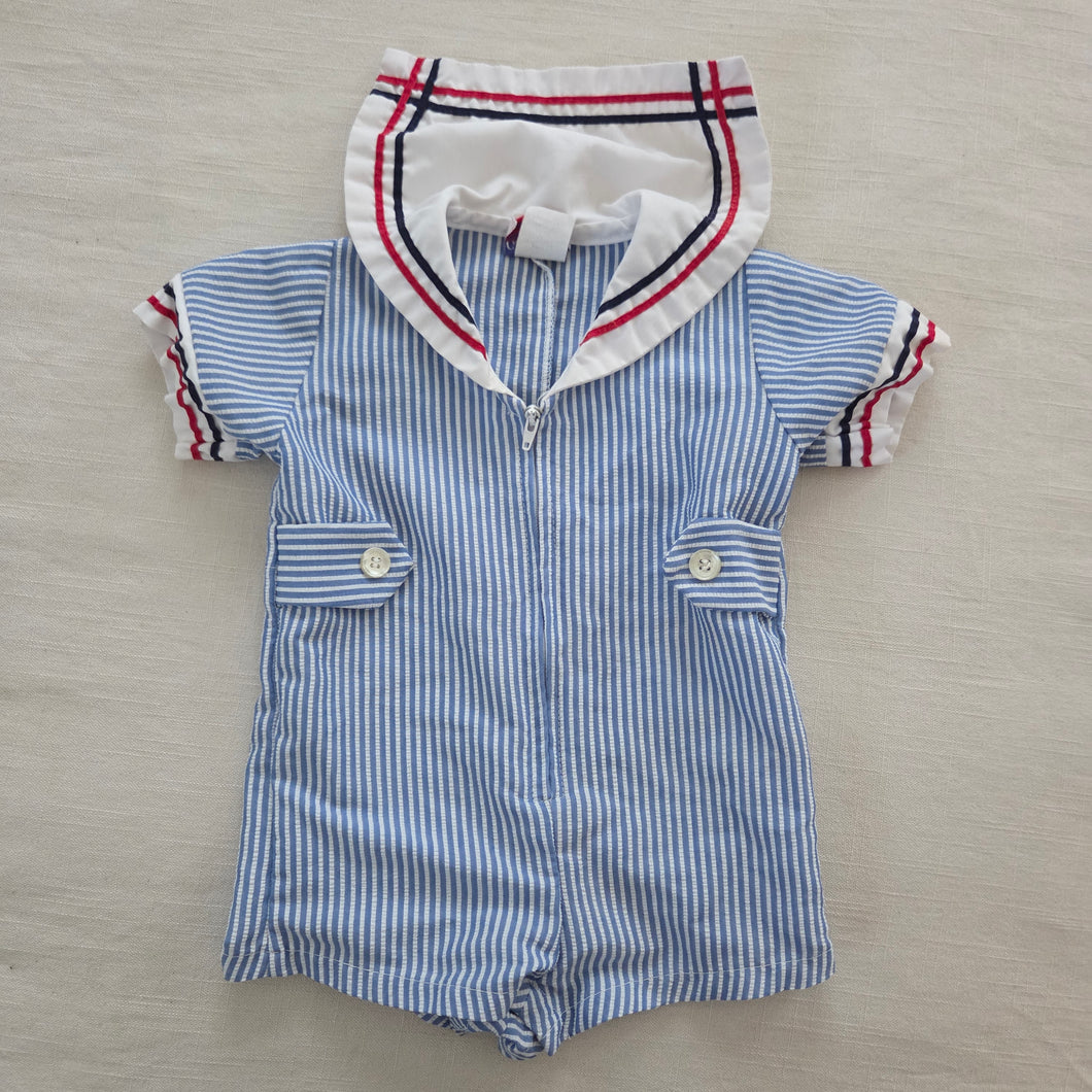 Vintage Sailor Striped Romper 12 months