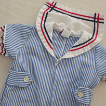 Load image into Gallery viewer, Vintage Sailor Striped Romper 12 months

