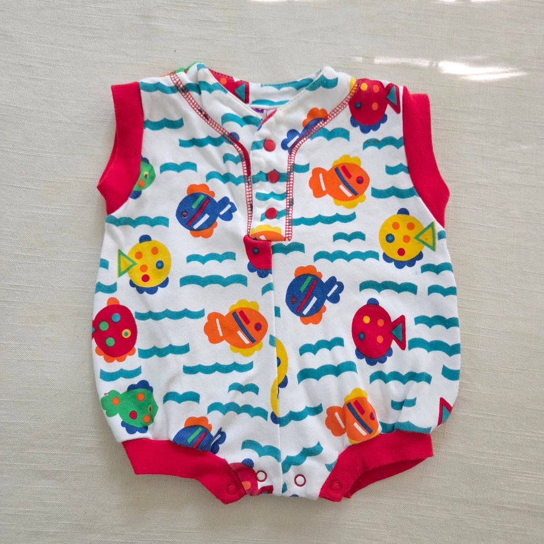 Vintage Colorful Fish Romper 6 months