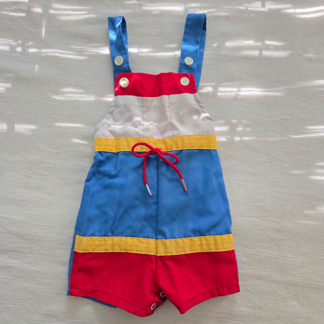 Vintage Primary Color Block Shortalls 12-18 months