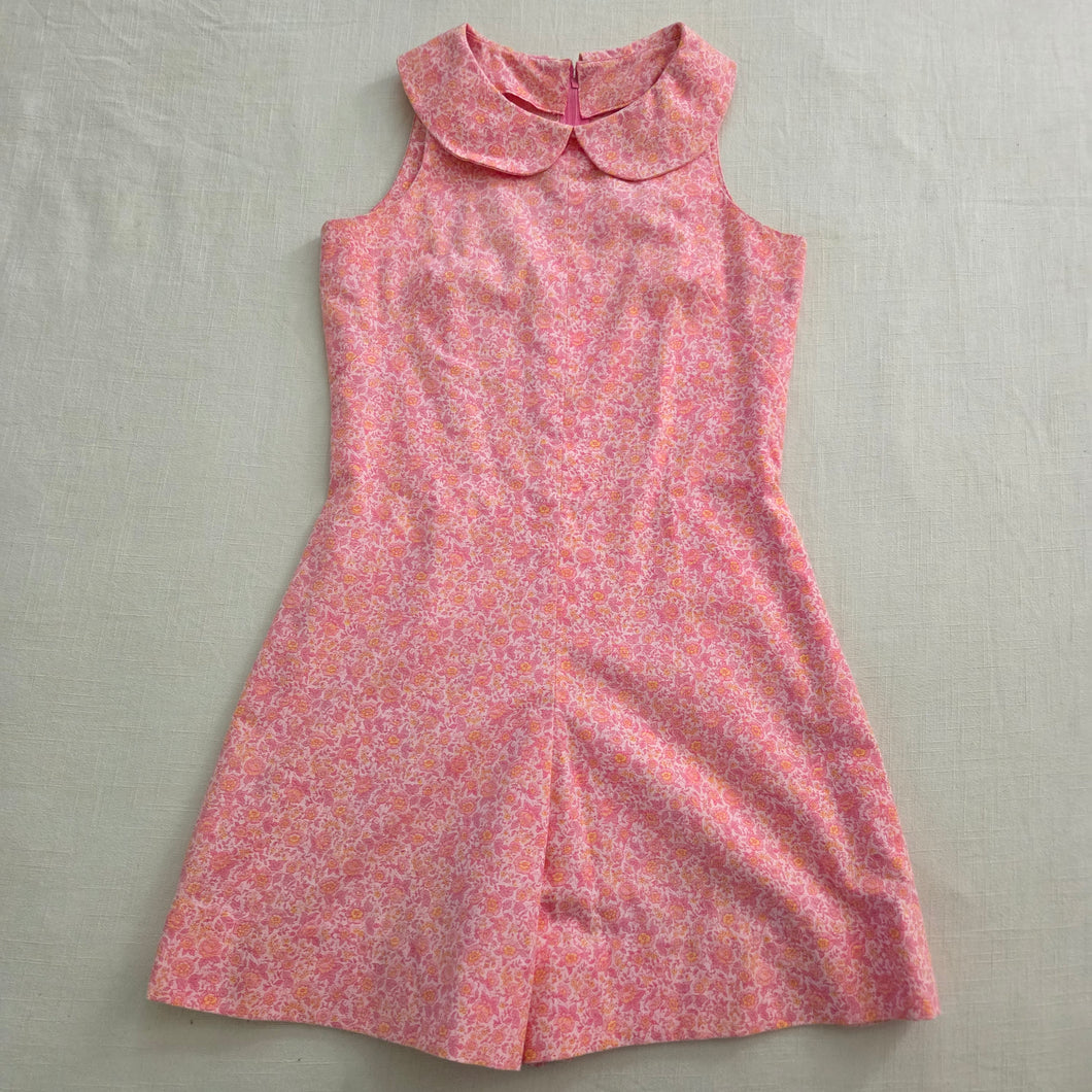 Vintage 70s Pink Floral Romper kids 14/16