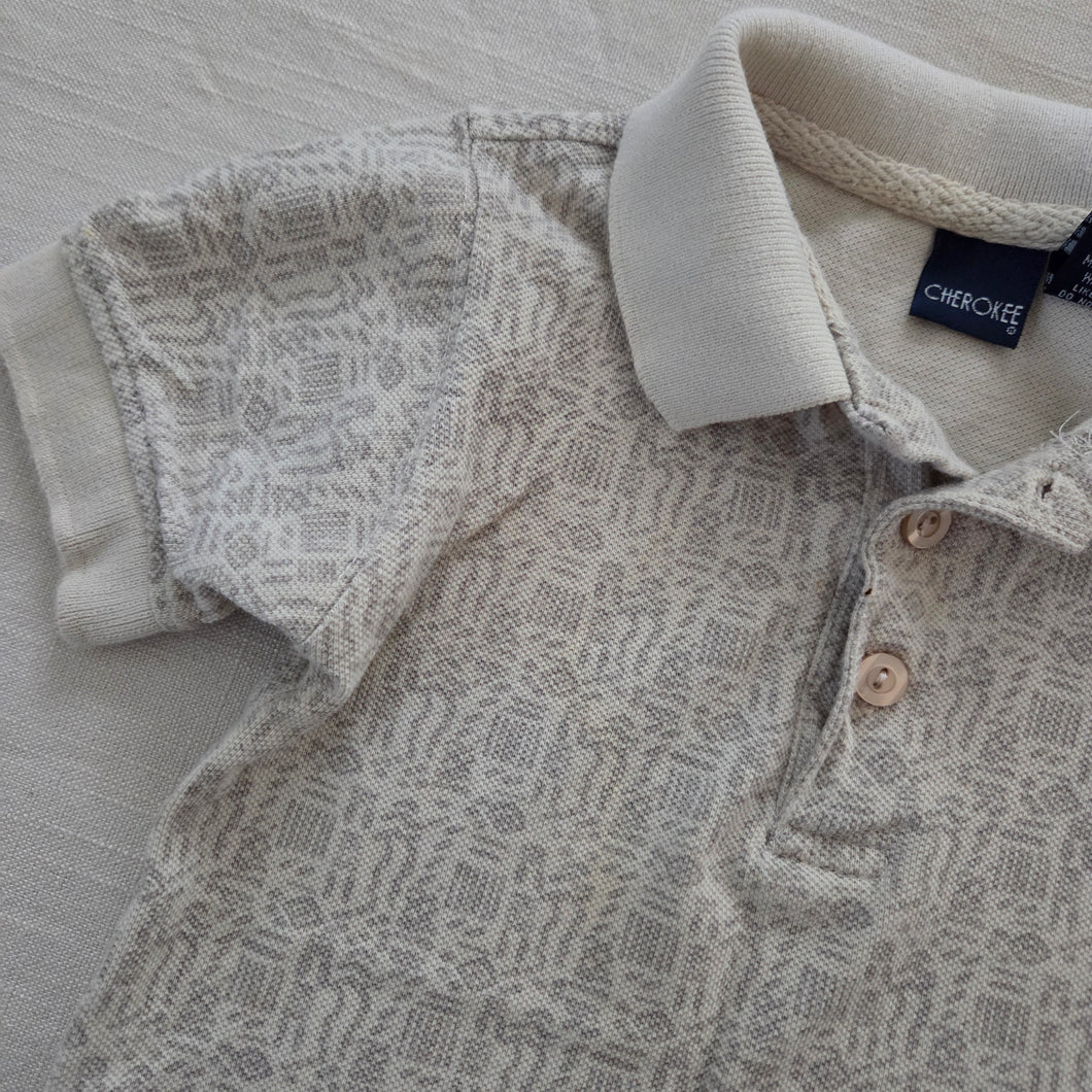 Vintage Summer Pattern Neutral Polo 2t/3t