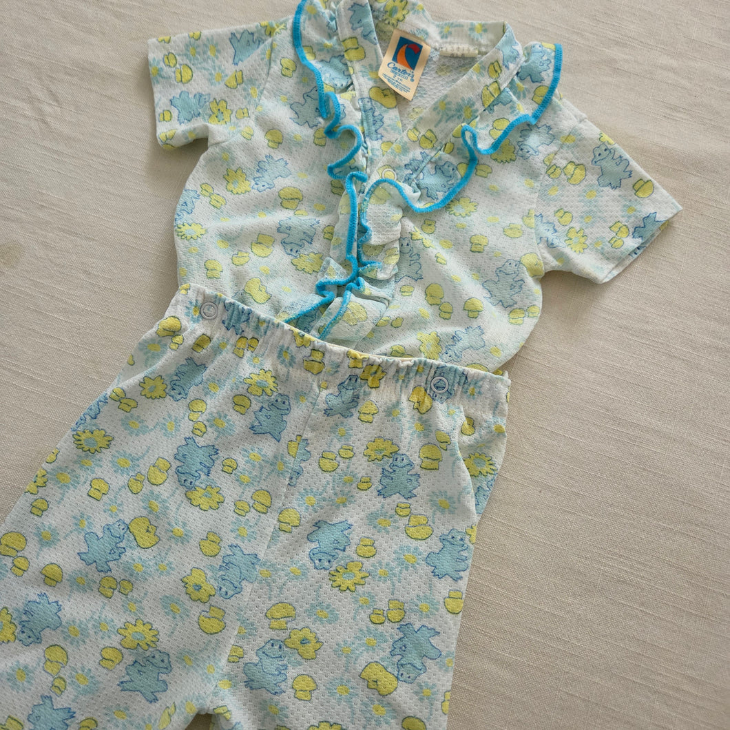 Vintage Frogs + Mushrooms Pajamas 2t