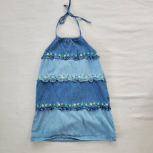 Load image into Gallery viewer, Vintage Denim Floral Halter Dress  5t/6
